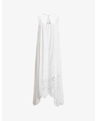 AllSaints - Areena Relaxed-fit Embroidered Organic-cotton Midi Dress - Lyst
