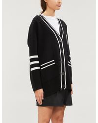 Sandro Melna Striped-trim Knitted Cardigan - Black