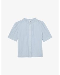 Reiss - Aurelia Frill-Neck Cotton-Muslin Top - Lyst