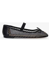 Dune - Happening Crystal-embellished Faux-leather And Mesh Ballet Pumps - Lyst