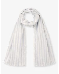 The White Company - Fringed-edge Striped Linen Scarf - Lyst