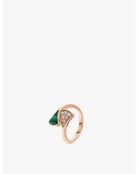 BVLGARI - Divas Dream 18Ct Rose- 0.08Ct Brilliant-Cut Diamond And Malachite Ring - Lyst
