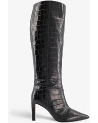 Dune Spice Snakeskin-embossed Leather Knee-high Boots - Black