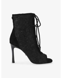 Carvela Kurt Geiger - Corsetta Lace And Suede Heeled Ankle Boots - Lyst