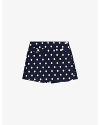 Maje - Polka Dot-Pattern Button-Embellished Linen-Blend Skort - Lyst