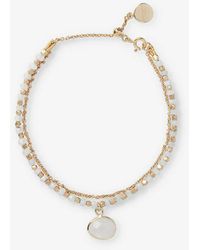 The White Company - Moonstone Drop Beaded -plated Brass Bracelet - Lyst