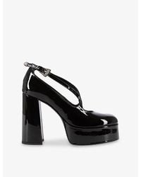 The Kooples - Block-Heel Platform Patent-Leather Pumps - Lyst