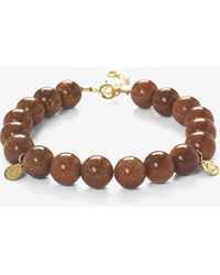 The Alkemistry Cinta 18ct Yellow Gold And Goldstone Beaded Bracelet - Brown