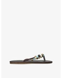 Ancient Greek Sandals - Saionara Bead-Embellished Thong Leather Sandals - Lyst