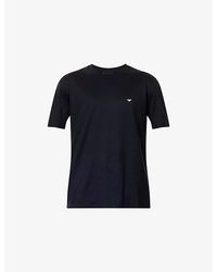 Emporio Armani - Logo-Embroidered Short-Sleeves Stretch-Cotton T-Shirt - Lyst
