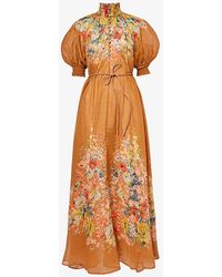 Zimmermann - Alight Floral-pattern Linen Maxi Dress X - Lyst