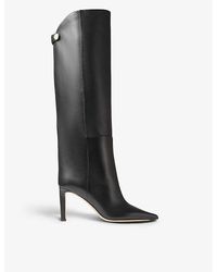 Jimmy Choo - Alizze Pointed-toe Leather Knee-high Boots 7. - Lyst