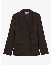 Reiss - Dawson Herringbone Double-Breasted Stretch Wool-Blend Blazer - Lyst