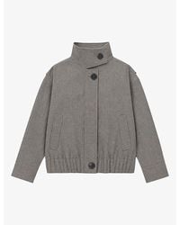 The Kooples - Short Funnel-Neck Wool-Blend Jacket - Lyst