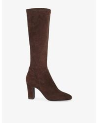 Dune - Simple Faux-Suede Heeled Knee-High Boots - Lyst