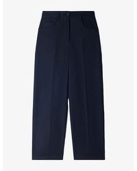 Sandro - Pressed-Crease Wide-Leg Wool-Blend Trousers - Lyst