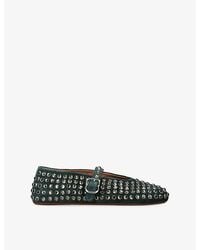 Alaïa - Jewel-Embellished Suede Ballet Flats - Lyst