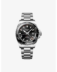 Longines - L3.790.4.56.6 Hydroconquest Gmt Stainless-Steel Automatic Watch - Lyst
