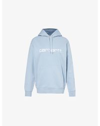Carhartt - Misty Sky White Brand-embroidered Cotton-blend Hoody - Lyst