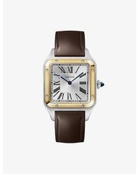 Cartier - Santos-Dumont Large Model 18Ct- Steel And Leather Quartz Watch - Lyst