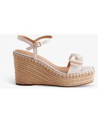 Ted Baker - Geiia Bow-embellished Woven Wedge Sandals - Lyst
