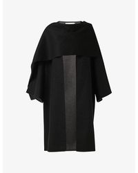 eem - Reversible Cocoon Wool-Blend Coat With Scarf Detail - Lyst