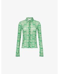 COACH - X Brain Dead Monogram Long-Sleeve Mesh Shirt - Lyst