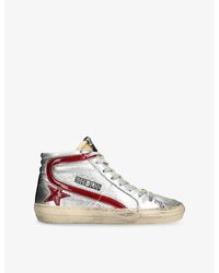 Golden Goose - Slide 81521 Metallic-Leather High-Top Trainers - Lyst