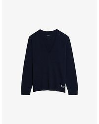 Zadig & Voltaire - Swyny Logo-Embroidered Wool And Cashmere-Blend Jumper - Lyst