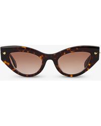 Alexander McQueen - Am0407s Cat-eye Tortoiseshell Acetate Sunglasses - Lyst