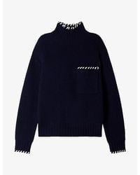 Sandro - Braided-Trim Relaxed-Fit Wool And Yak Jumper - Lyst