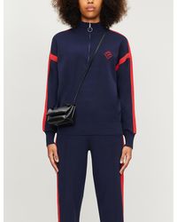 Sandro High-neck Logo-embroidered Woven Jumper - Blue