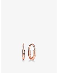 Tiffany & Co. - Lock 18ct Rose-gold And 0.19ct Diamond Earrings - Lyst