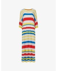 eem - Striped Round-Neck Mesh Kaftan - Lyst