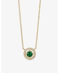 Astley Clarke - May Birthstone 14Ct- Emerald And 0.08Ct Lab-Grown Diamond Pendant Necklace - Lyst