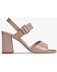 LK Bennett - Rae Block-heel Patent-leather Sandals - Lyst