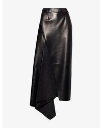 Givenchy - Draped-Split Leather Midi Skirt - Lyst