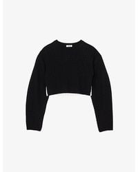 Sandro - Cable-Knit Cropped Wool And Cashmere Jumper - Lyst