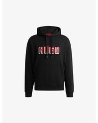HUGO - Logo-Print Relaxed-Fit Cotton Hoody - Lyst