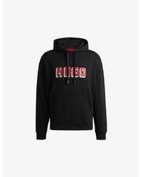 HUGO - Logo-Print Relaxed-Fit Cotton Hoody - Lyst