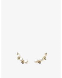 Missoma - Mini 14Ct, Lab Grown Diamond And Pearl Climber Stud Earrings - Lyst