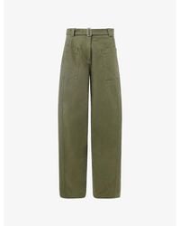 Whistles - Belted Barrel-Leg High-Rise Cotton Trousers - Lyst