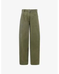 Whistles - Belted Barrel-Leg High-Rise Cotton Trousers - Lyst