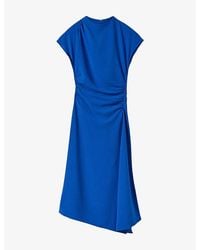 Whistles - Ruched Short-Sleeved Crepe Midi Dress - Lyst