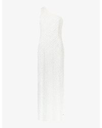 Ro&zo - Asymmetric Beaded Woven Maxi Dress - Lyst