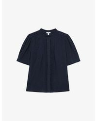 Reiss - Aurelia Frill-Neck Cotton-Muslin Top - Lyst