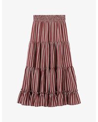 Claudie Pierlot - Striped Elasticated-Waist Woven Maxi Skirt - Lyst