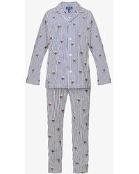 Polo Ralph Lauren - Bear-print Striped Cotton Pyjama Set - Lyst