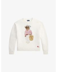 Polo Ralph Lauren - Polo Bear Logo-Embroidered Cotton Jumper - Lyst