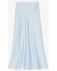 Sandro - Logo Lace-waistband Floaty-hem Satin Midi Skirt - Lyst